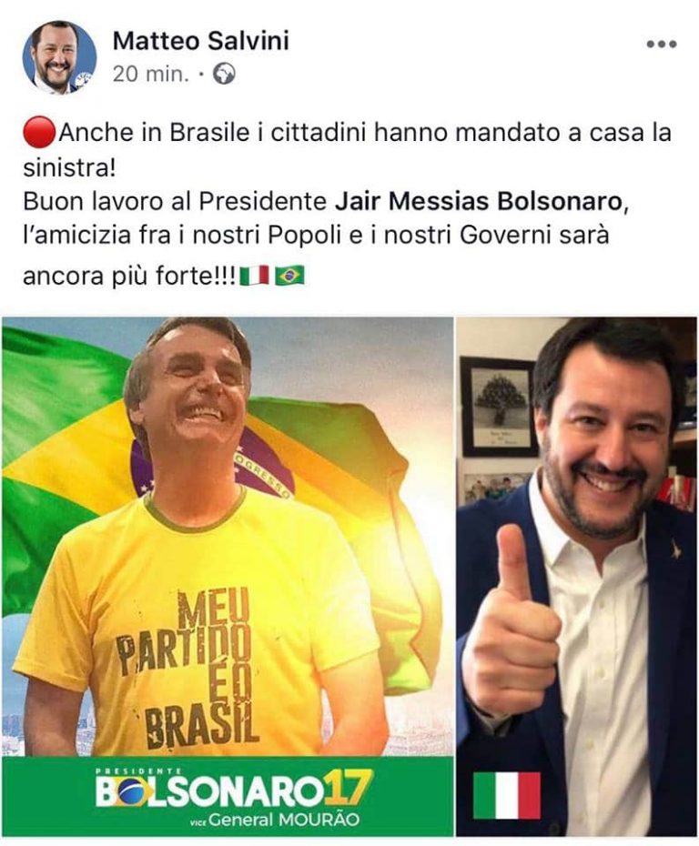Elezioni Brasile, exit poll: Bolsonaro al 56% verso la presidenza