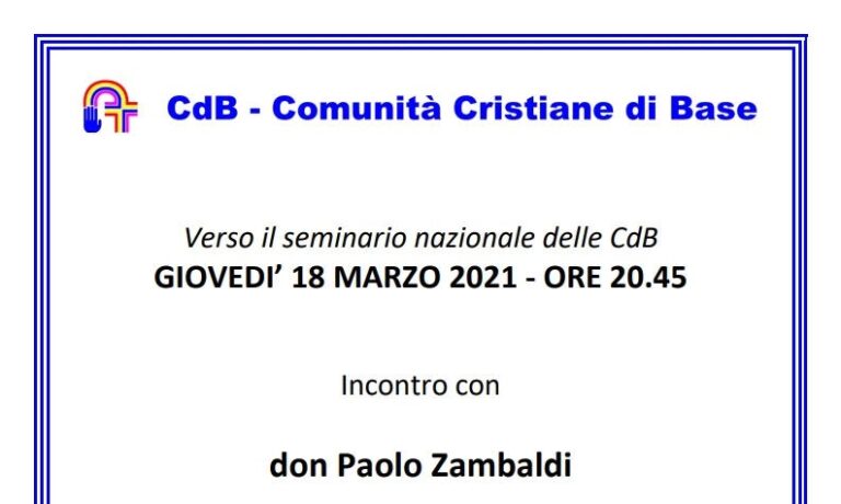 Incontro con don Paolo Zambaldi su “Quali cammini e proposte di rinnovamento dalla chiesa tedesca?” (CdB)