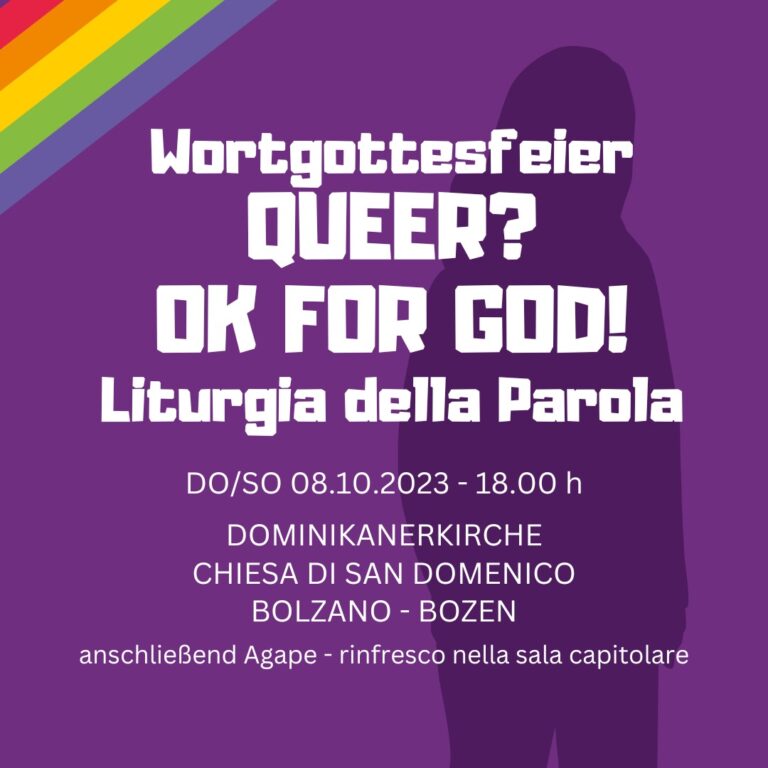 QUEER? OK FOR GOD! Domenica 08 ottobre 2023 a Bolzano