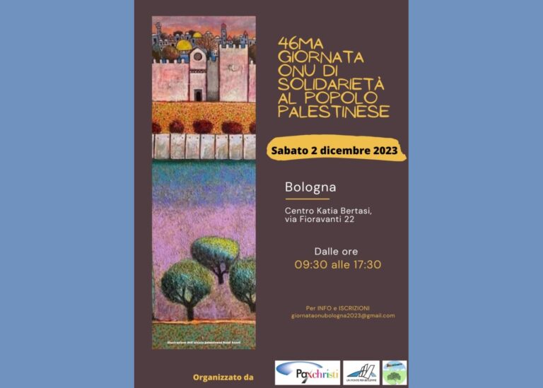 Sabato 2 dicembre: 46ma Giornata Mondiale di Solidarietà con il Popolo Palestinese a Bologna