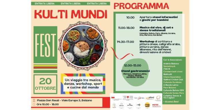 Kulti Mundi Fest! Domenica 20 ottobre (Piazza Rauzi, Bolzano)